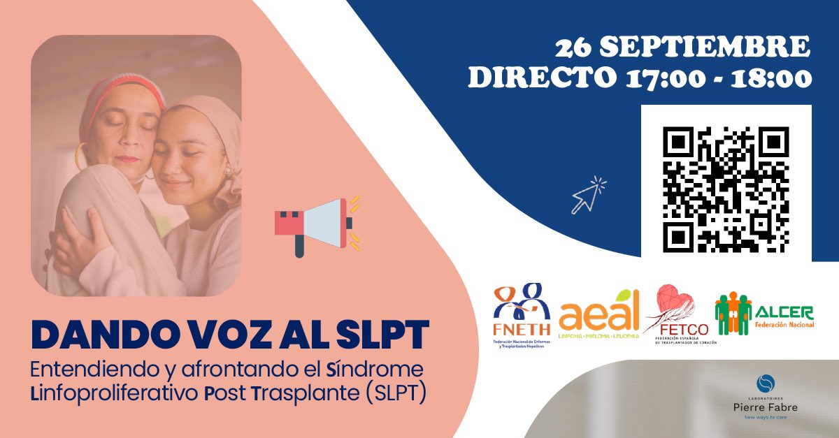 Marfert's tweet photo. Un placer moderar el jueves Jornada ‘Dando voz al #SLPT’
👉 Informar y concienciar sobre Síndrome Linfoproliferativo Post -Trasplante
👉 Enfermedad rara grave, vital diagnosticar y tratar
🔇 Gestión emocional, tratamientos, rol asociaciones #pacientes #salud
Inscripción: QR👇 https://t.co/gJHyJr5c6p