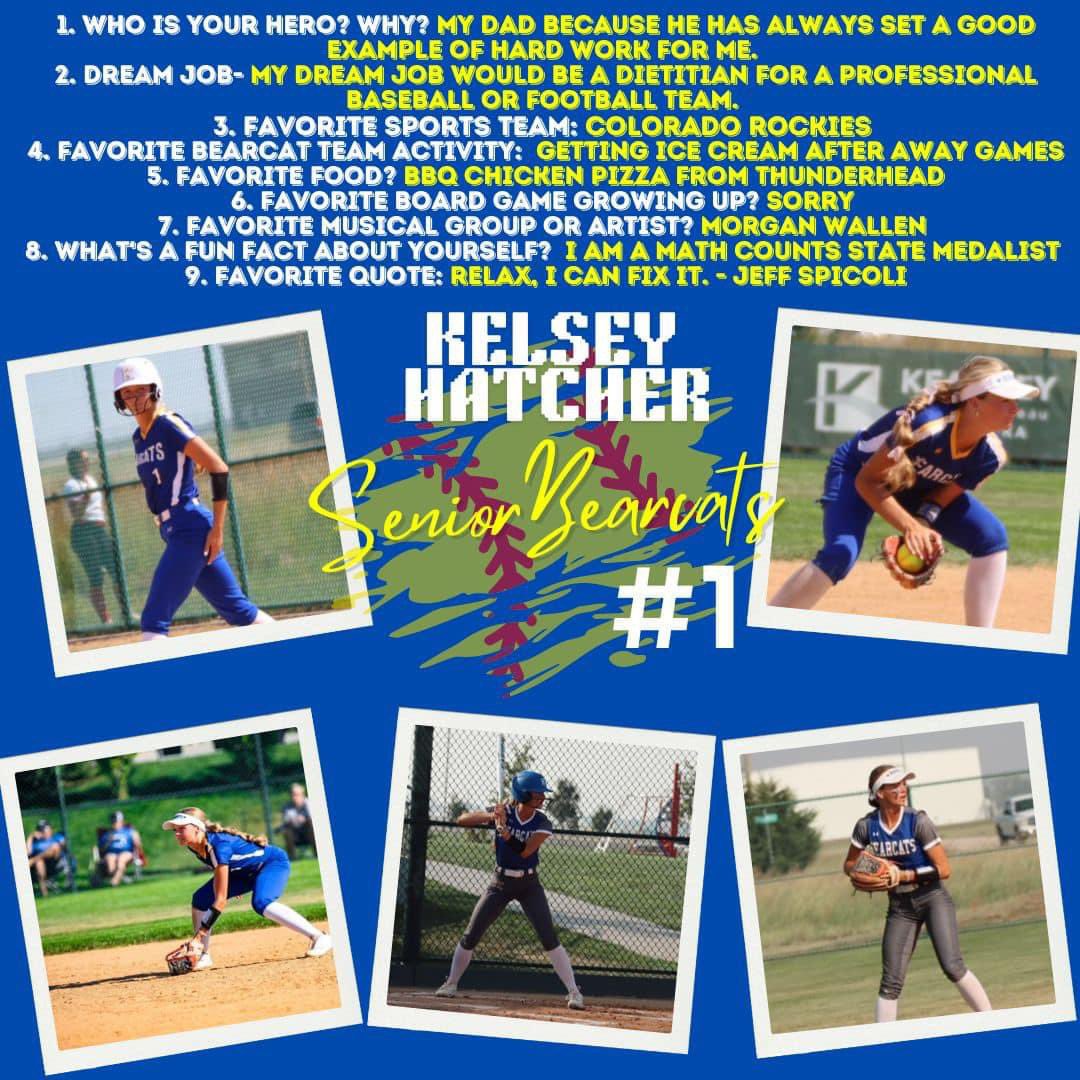 KHSBearcatSB's tweet photo. ‼️Today is the day we honor our 🥎SENIORS🥎 Let’s get to know each one! ‼️ Kelsey Hatcher #1 https://t.co/qUm86XQSdY