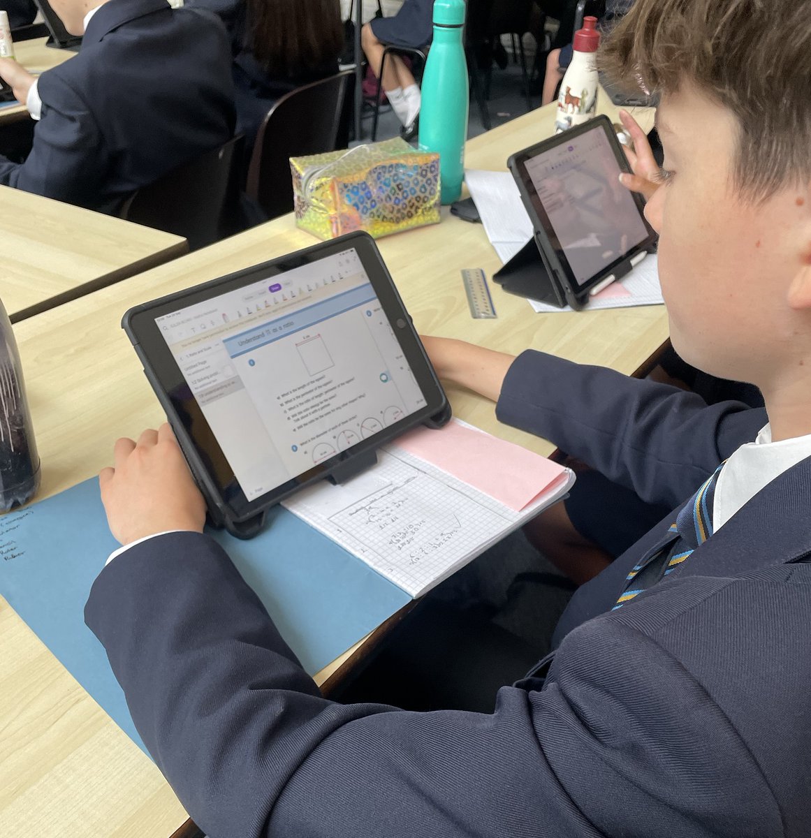 sirjohnlawes's tweet image. In maths class Year 8 students were deepening their understanding of π as a ratio through teacher-led guided examples and practice questions.

#mathsclass @SJLMaths
