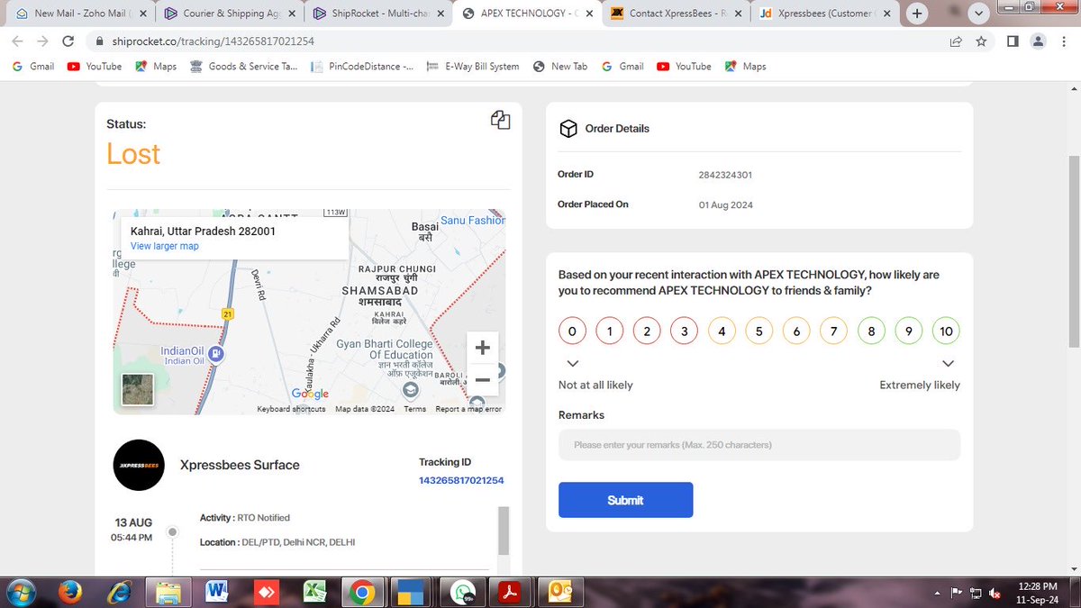 JAYANTBISWAS9's tweet image. ⁦@ShiprocketCare⁩ ⁦@ShiprocketIndia⁩ ⁦@XpressBees_IN⁩ Extremely sorry to inform all of u that my parcel lost,but no response from your end is it right way of business?????