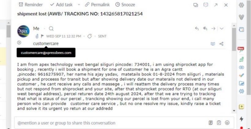 JAYANTBISWAS9's tweet image. ⁦@ShiprocketCare⁩ ⁦@ShiprocketIndia⁩ ⁦@XpressBees_IN⁩ Extremely sorry to inform all of u that my parcel lost,but no response from your end is it right way of business?????