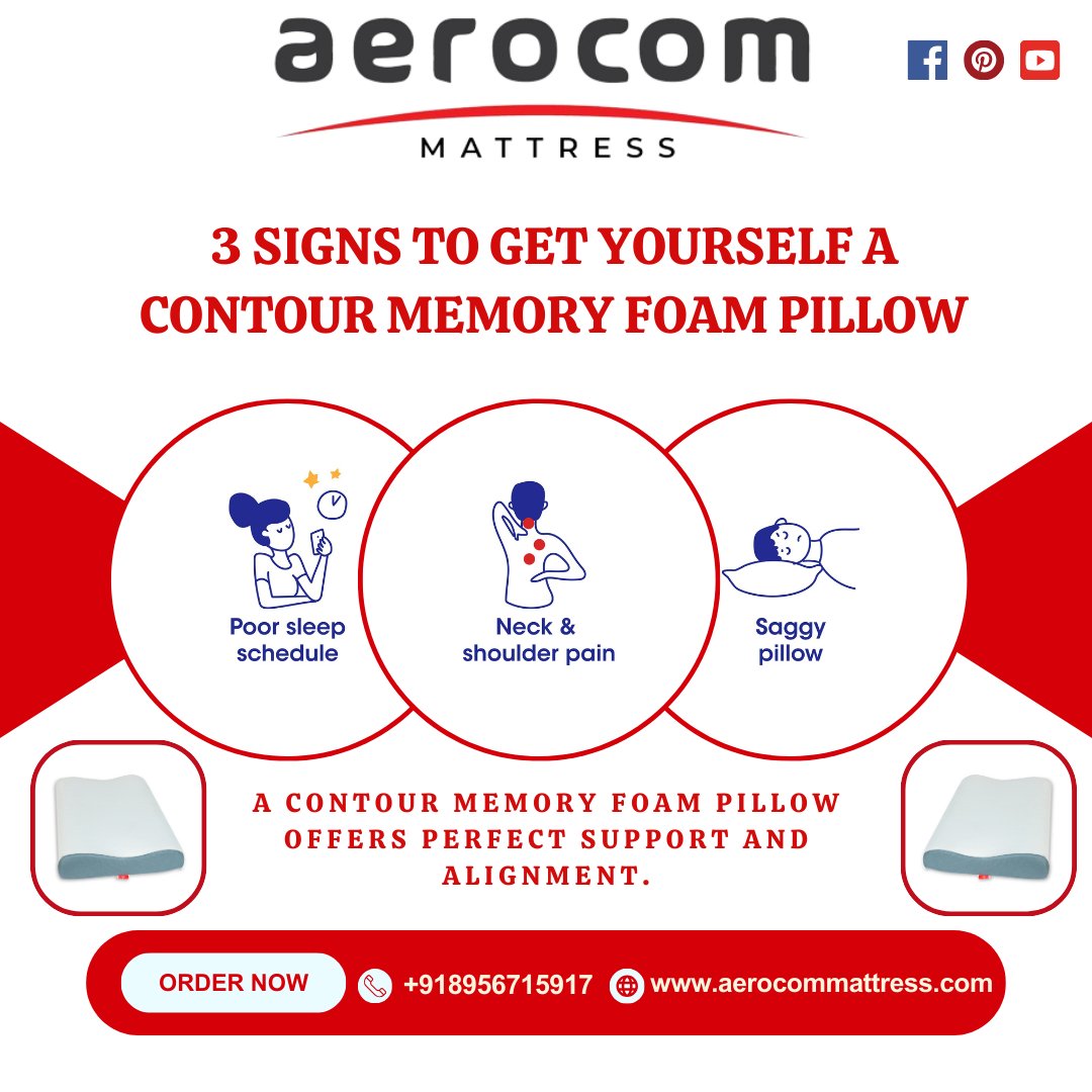 aerocomcushion's tweet photo. 💤3 Signs You Need a Contour Memory Foam Pillow!💤
A contour memory foam pillow offers perfect support and alignment for a restful night's sleep.
Shop now at https://t.co/1YcJzbvxIJ or call 8956715917.

#MemoryFoamPillow #PerfectSupport #AerocomMattress #ShopNow #memoryfoampillow #contourpillow #pillows #Mattress #bestmattressinnagpur