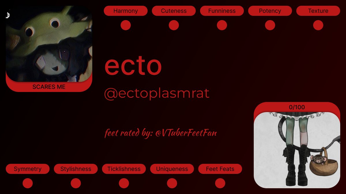 VTFeetAnalyser's tweet photo. 328. @/ectoplasmrat
Feet rating by @/VTuberFeetFan

#VTuber https://t.co/v3GHorAIQE