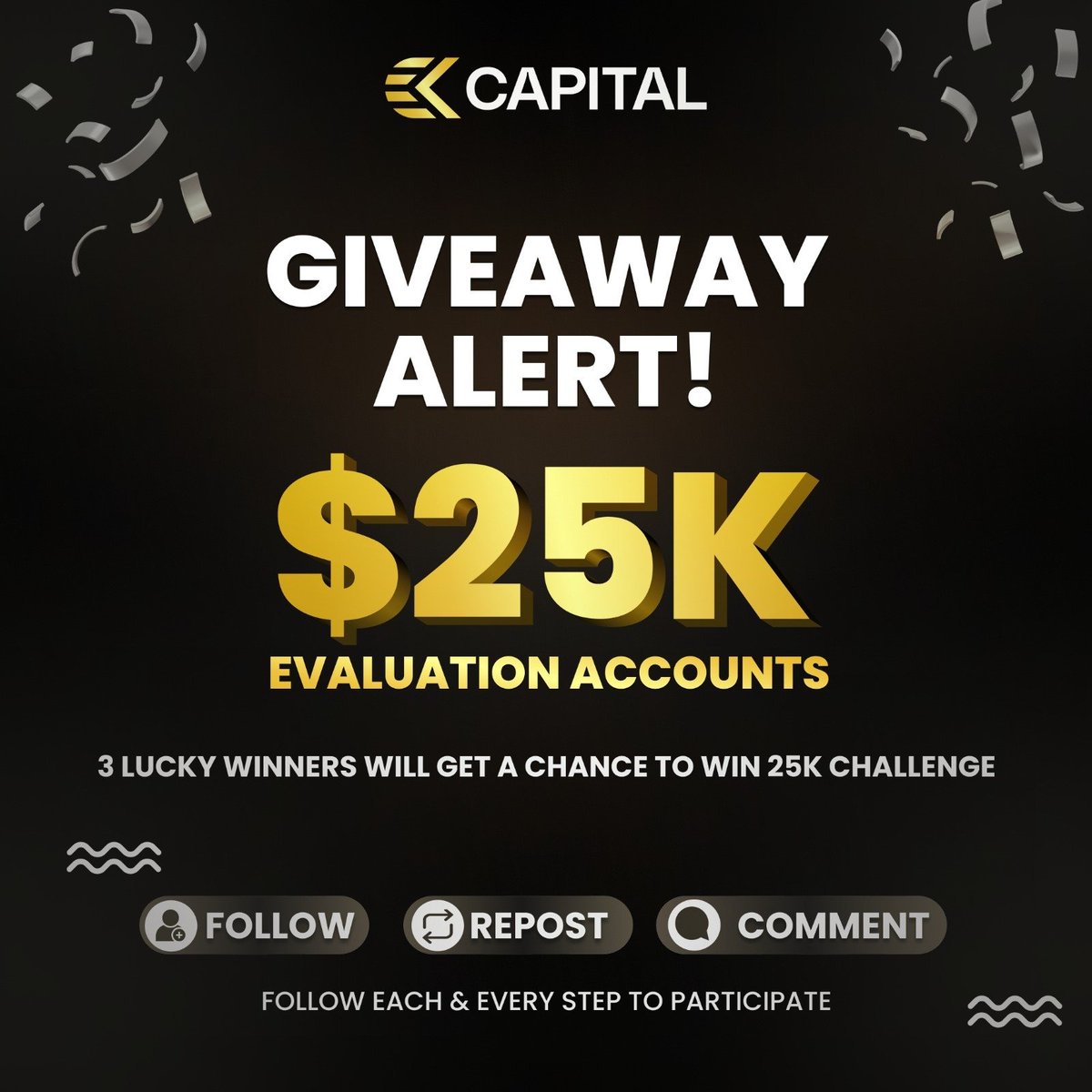 wannabechamp's tweet image. 🚨 GIVEAWAY ALERT!🚨 *5x $25K accounts* 
*Follow these simple steps* to enter:
  
1️⃣ Like CK Capital Page
2️⃣ Join our Discord and type *DONE* in the general chat.  bit.ly/dc-ckcapital
3️⃣ Share this post and tag 3 friends who would love this opportunity.

🛑 All steps are…