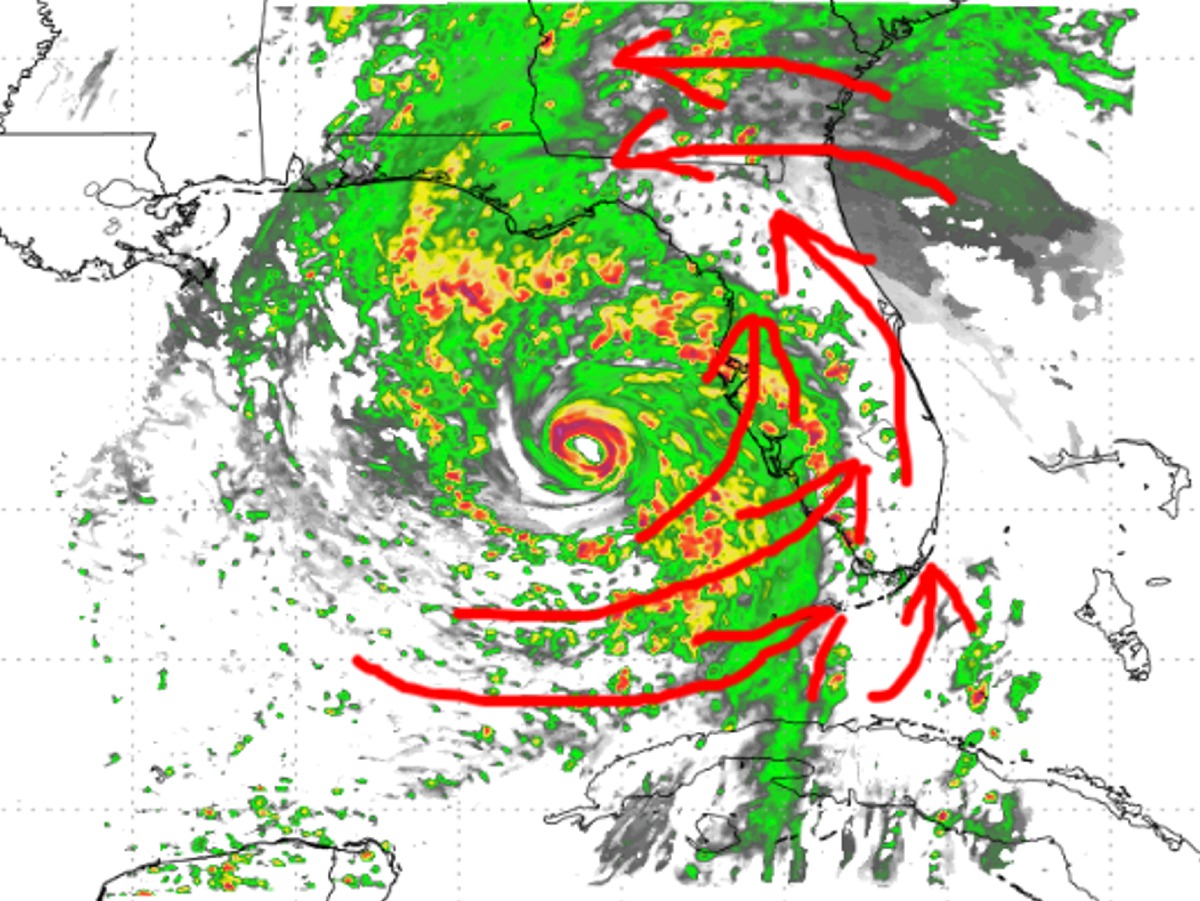 Something I hear all the time is 'I had no idea we would get that'. This radar kinda shows what I am talking about from future Heline. Even with the center well offshore we will have feeder bands rotating in from the Gulf that will likely reach most of Florida then the SE. These