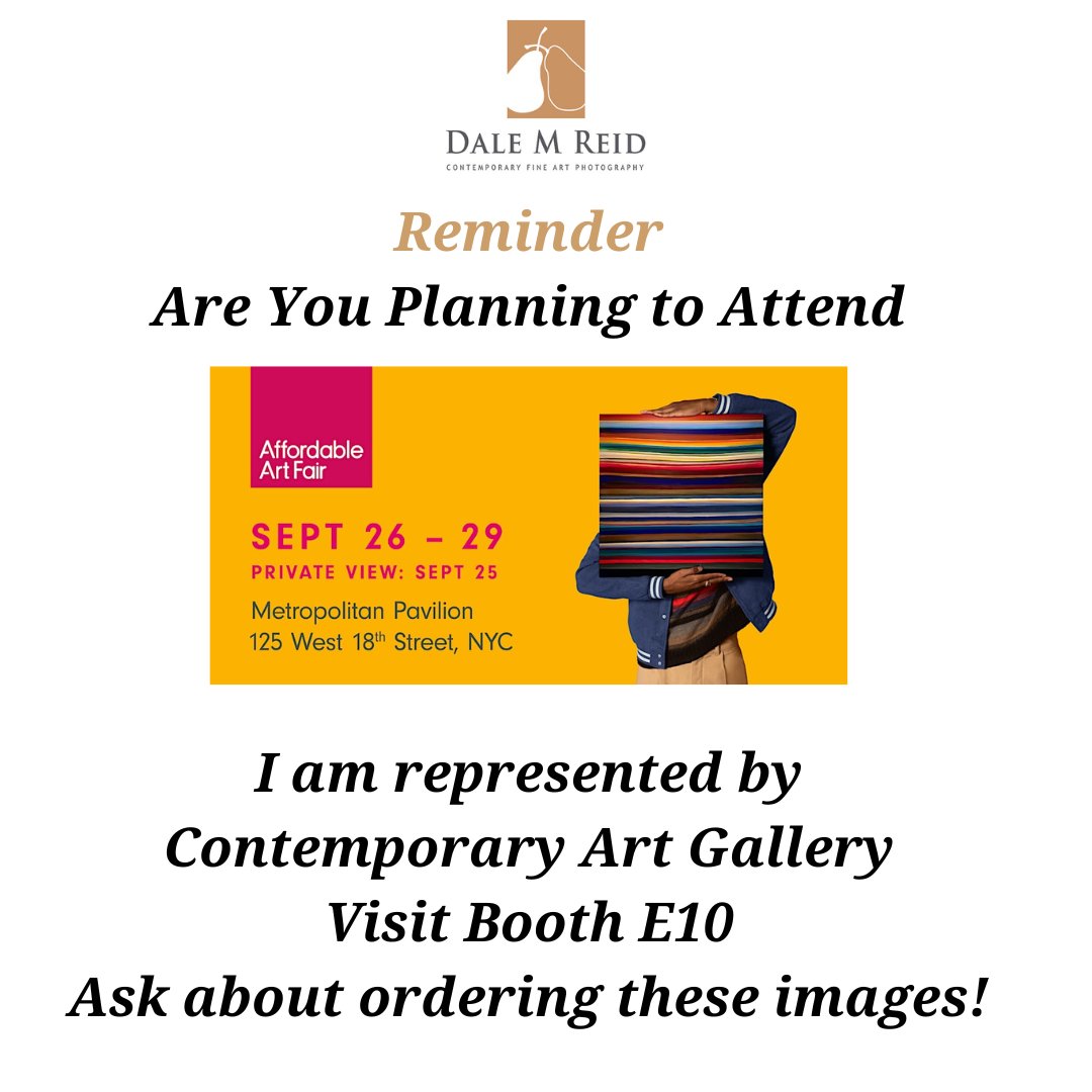 DaleMReid1's tweet photo. Collectors, are you attending the Affordable Art Fair in New York City this week? I am represented by Contemporary Art Gallery at Booth E10. Explore and inquire about purchasing award-winning images. To secure your tickets, visit https://t.co/3NhxcB2qT3
#newyorkcity #artfairs https://t.co/c5SPEXgTYz