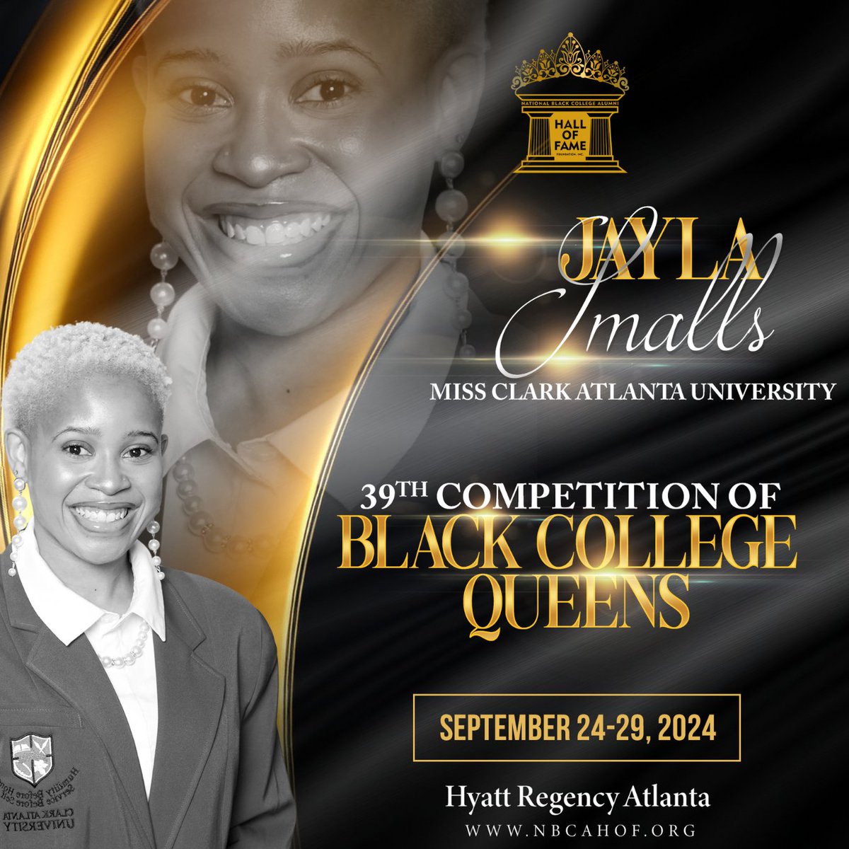 👑 Introducing  Jayla Smalls, Miss Clark Atlanta University! ❤️ She’s stepping into the spotlight with poise and purpose at the 39th Competition of Black College Queens.  🐾 Leave a 🖤❤️ if you're rooting for her to bring the crown home! 

#MissClarkAtlanta #PantherPride