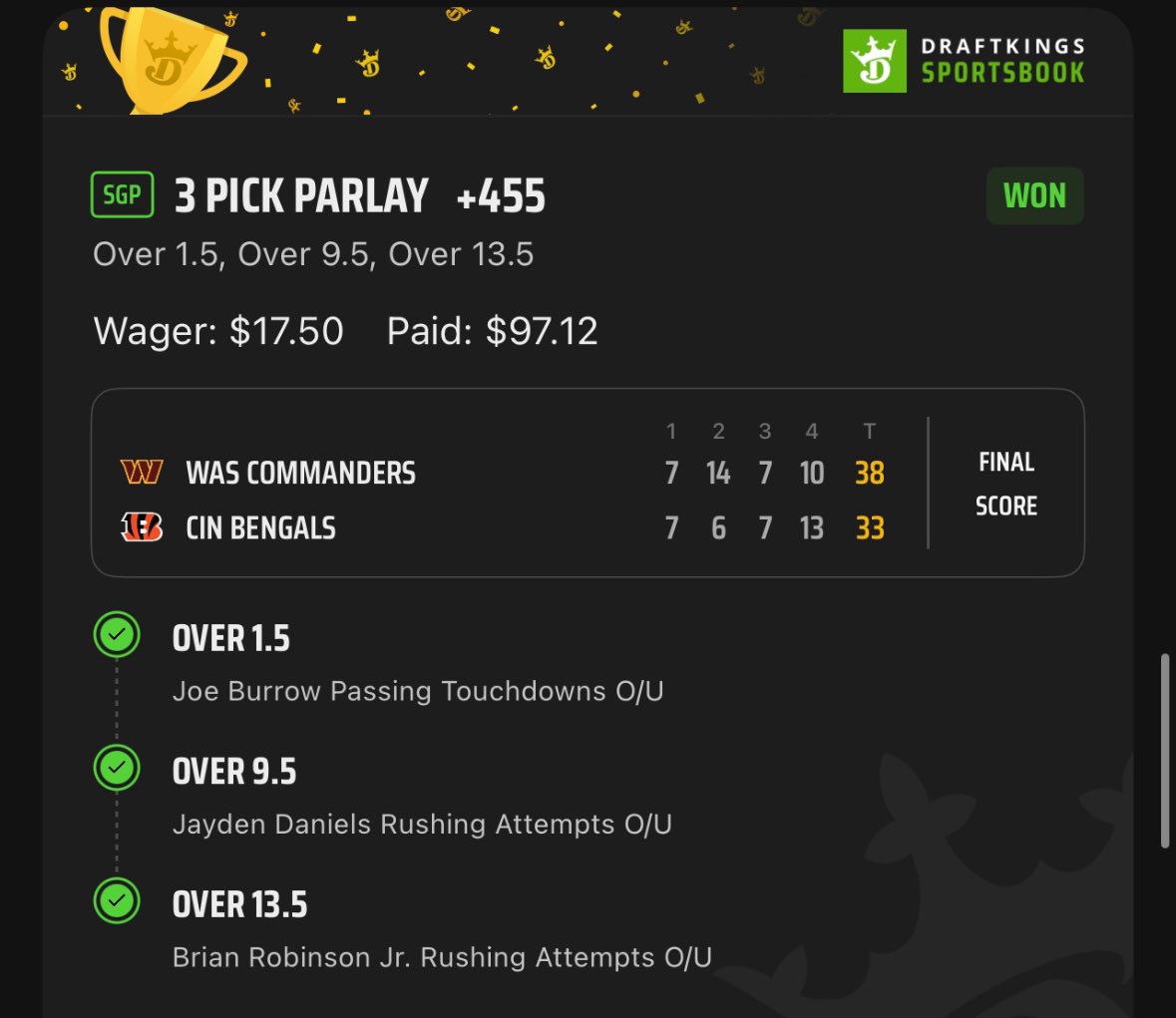 SmokrMMA's tweet image. (#MNF Recap)  
@papichulopicks smacked a nice “Live ATD” boost at +980 and a solid lay at +455 🔥

Don’t miss out—tap into the free Discord for more winning picks 👇🏼  
🆓 discord.gg/GRmSZ3cw

#sportsbetting #gamblingX #MNF #freepicks #DraftKings #FanDuel
