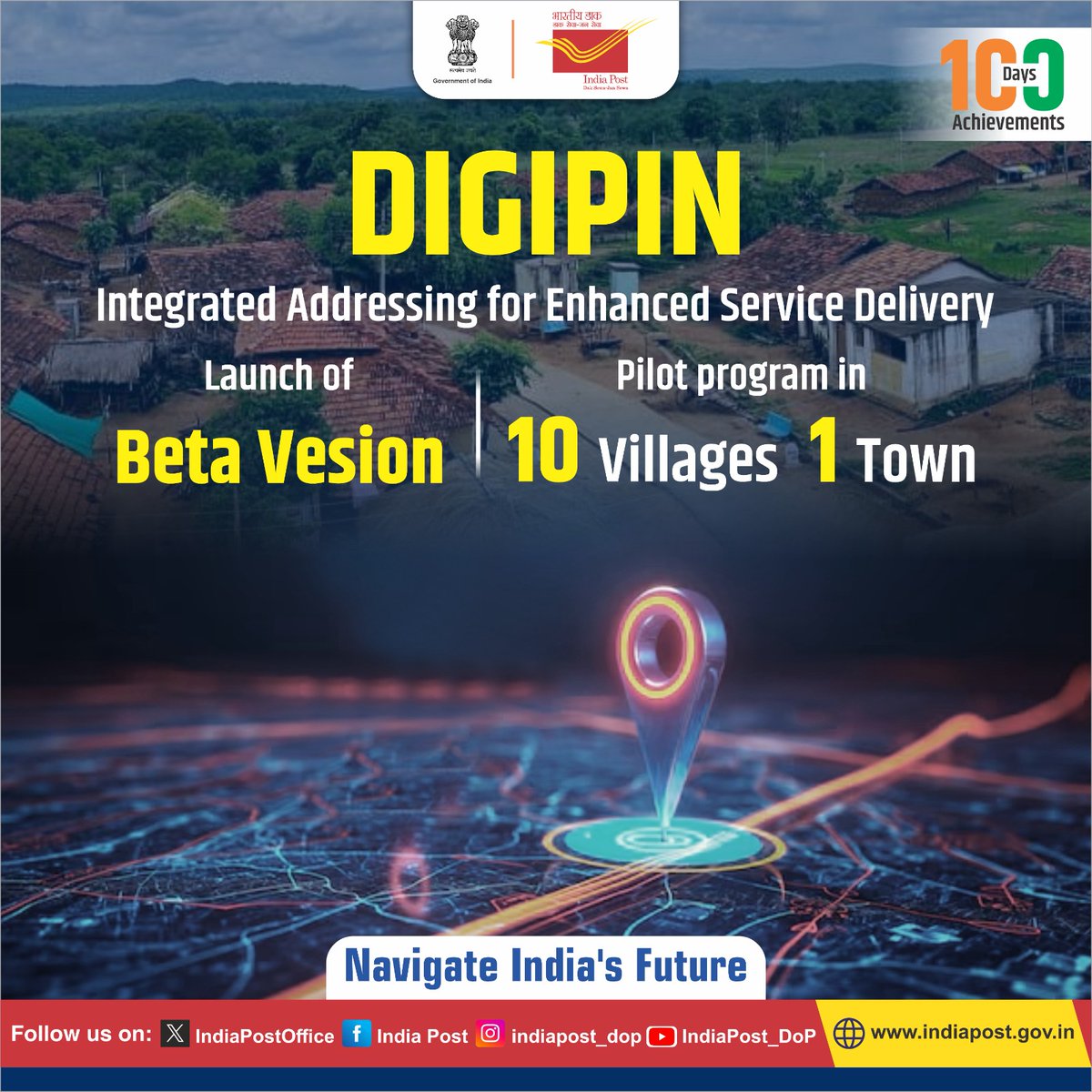 IndiaPostOffice's tweet image. India Post has unveiled the National Addressing Grid ‘DIGIPIN’ aimed at creating a standardized, geo-coded addressing system across India. 

#DakSewaJanSewa #100DaysofModi3 #100DaysofIndiaPost #DIGIPIN