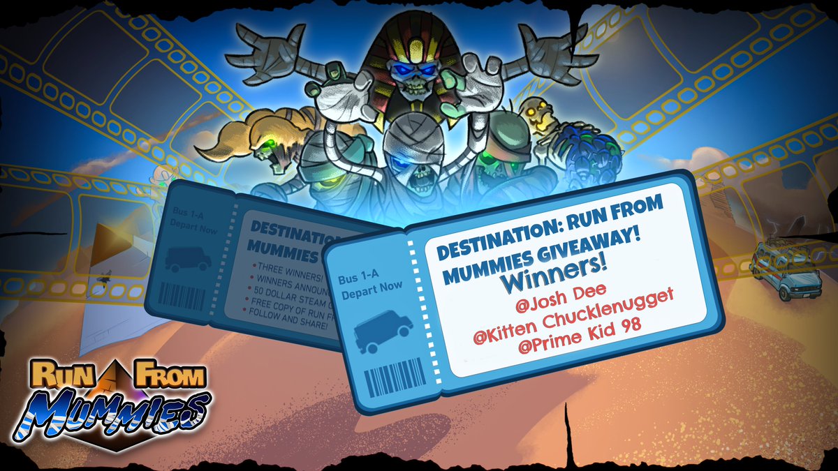RunFromMummies's tweet photo. Congratulations to @josh_dee87, @Azatoth12 and @primekid98 for winning our Gleam giveaway! We'll be in touch via DMs soon so you can claim that sweet, sweet loot. 🎉🥳

Thanks to all the tourists who participated!
#indiegame #indiedev #runfrommummies https://t.co/Mzl9jVTewe