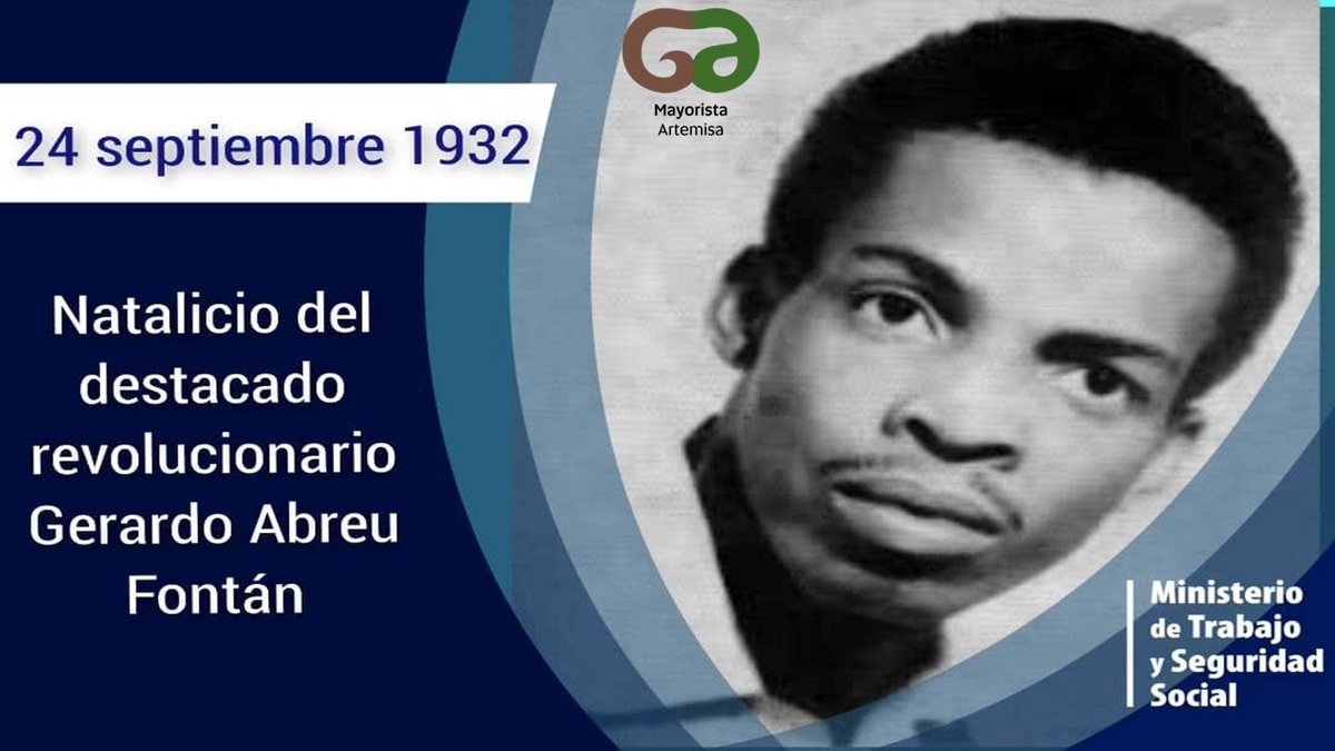 Un día como hoy pero de 1932 nace Gerardo Abreu Fontánn #CubaViveEnSuHistoria  #ArtemisaJuntosSomosMás #MayoristaArtemisa
<a href="/GrupoAlimentos/">Grupo de Alimentos</a>
<a href="/BetsyDazVelzqu2/">Betsy Díaz Velázquez</a>
<a href="/GladysArtemisa/">Gladys Martínez Verdecia</a>
<a href="/RicardoArtemisa/">Ricardo Concepción Rodríguez</a>
<a href="/Yuri2024072/">Yuri Belén Ramírez</a>
<a href="/ELeyva63647/">Viceintendente SAB</a>
<a href="/ComCAMSAB/">Jefe comunicadores SAB</a>
<a href="/ComunicadoraArt/">Comunicadora CAM</a>