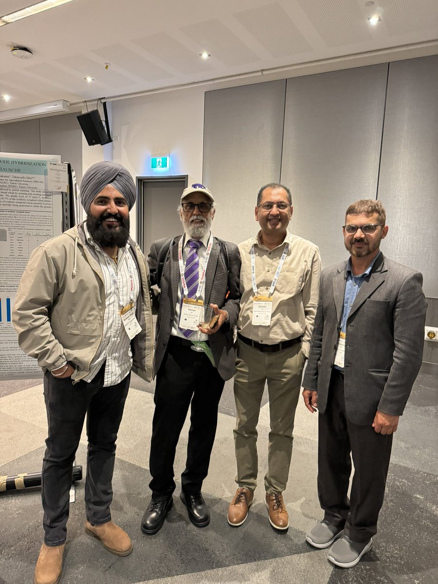 It was lovely hanging out with Dr. Bikram Gill (retired distinguished Professor <a href="/KState/">K-State</a>) at #IWC2024Perth. He had a stellar, impressive career in wheat &amp; many current wheat scientists/profs in the USA were trained by him. I boast that he hails from a village in Moga &amp; so do I.