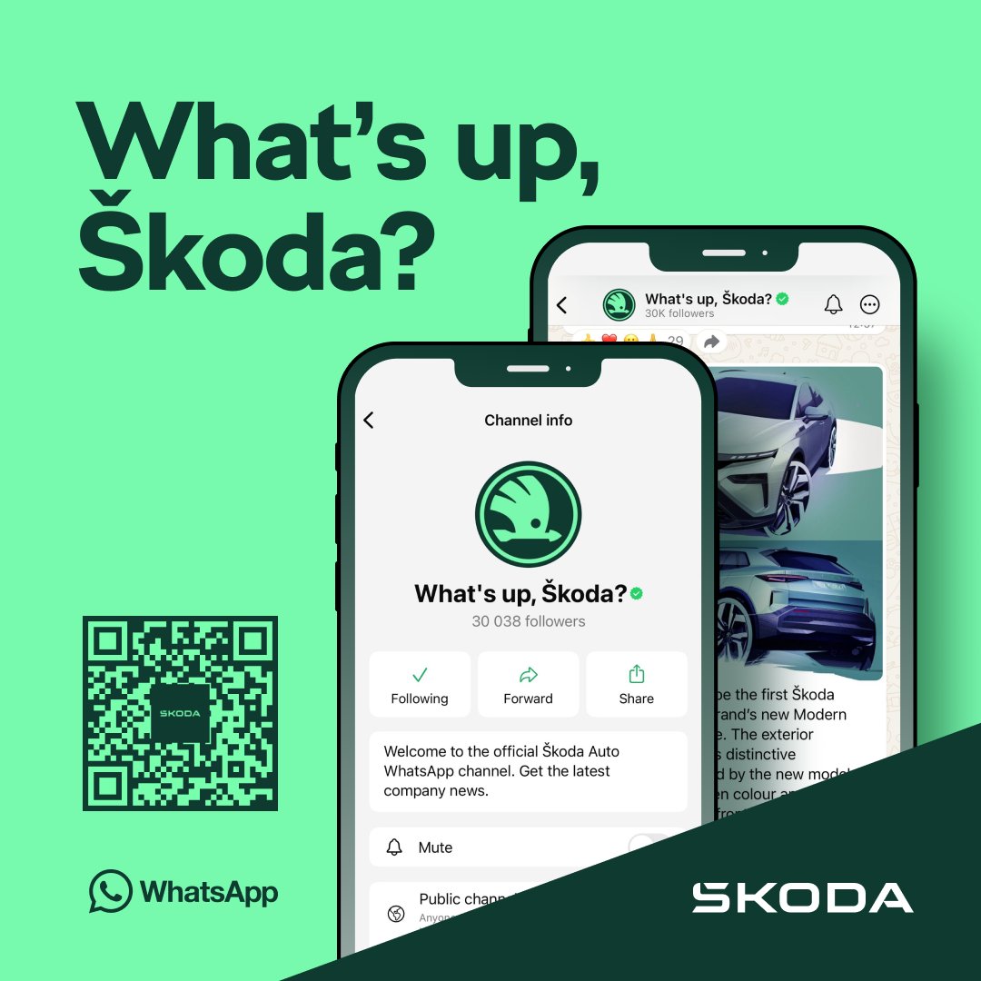 skodaautonews's tweet photo. We've just hit 30,000 followers on our WhatsApp channel! Want to stay updated with the latest from Škoda? 
🔗 Follow us: https://t.co/ctldjIpi9K https://t.co/6snDdvlMWZ