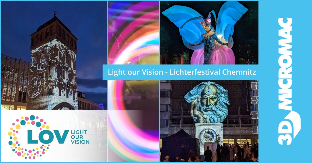 3DMicromacAG's tweet photo. Wir freuen uns auch bei der zweiten Auflage von #LightourVision #LOV in Chemnitz dabei zu sein und dieses besondere #Event zu unterstützen. Vom 25. bis 28.9. wird die Innenstadt von #Chemnitz erneut in einer beeindruckenden Licht-Atmosphäre erstrahlen und für Staunen sorgen.✨ https://t.co/Rkot5vm4pF