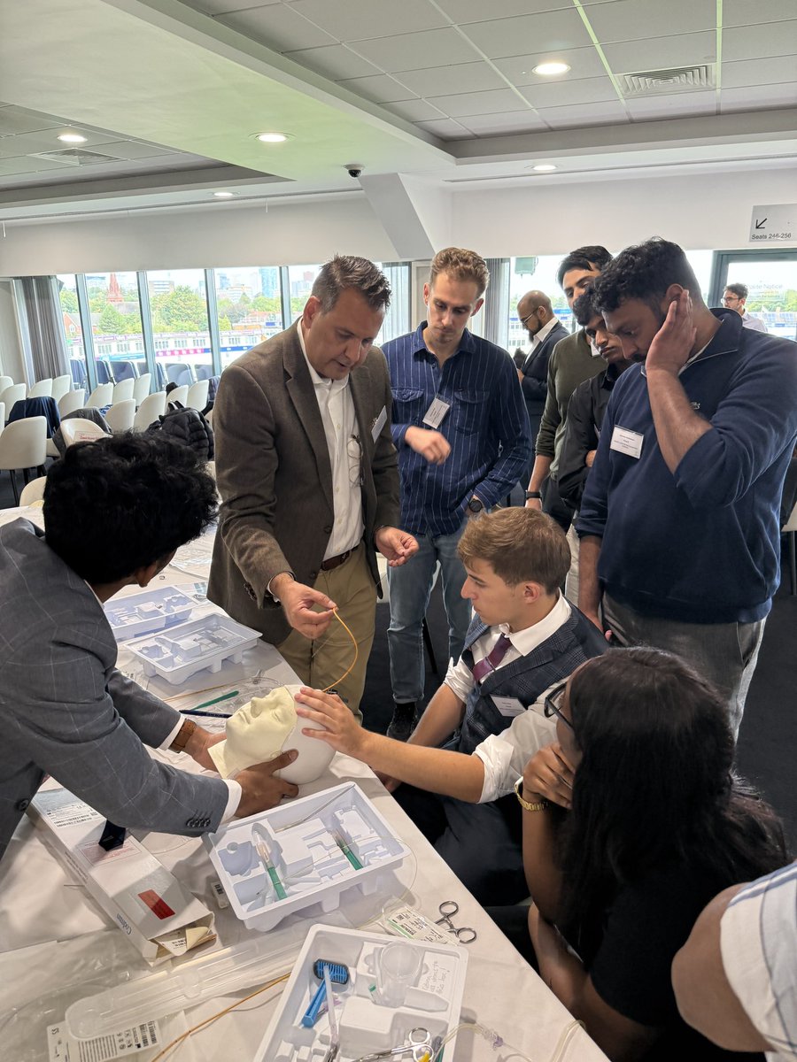 VassiliCrispi's tweet photo. Enthusiastic engagement at the @NANSIG1 Neurosurgical Skills Workshop for aspiring #neurosurgeon held at the @The_SBNS meeting in Birmingham!

@UHBNeurosurgery consultants and trainees leading the workshops on craniotomy, micro-suturing, and aneurysm clipping. https://t.co/lgr7vH6S9U