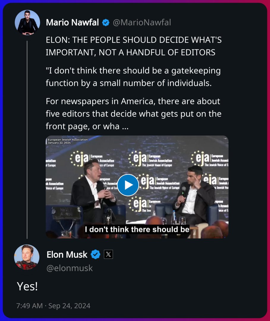 Elon Musk replied to Mario Nawfal https://t.co/Qd8BI0D38O
