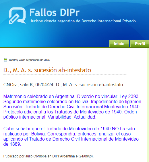 DIPrArgentina's tweet photo. Matrimonios celebrados en el extranjero cuando no existía divorcio vincular en Argentina y sus efectos sucesorios Reconocimiento aplicación del caso Sola Tratado de Montevideo DCI #OrdenPublicoInternacional #FallosDIPr #DIPrArgentina + https://t.co/fWzXACkGOP