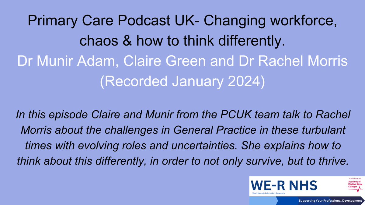 A consistently popular link listed on WE-R NHS is 'How to thrive in the ever-changing workforce' by @DrMuniradam. Primary Care Podcast UK is the podcast for the busy healthcare Professionals. learninghub.nhs.uk/Resource/45966… Log in to view more like this for free. 😀