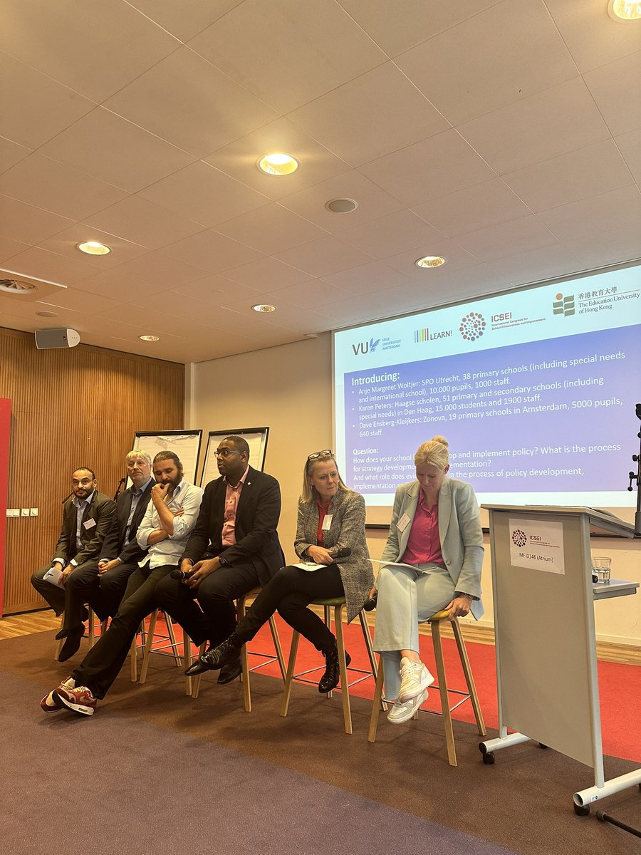 Next up at #ICSEIEvidenceUse2024 is a panel discussion about policy development and implementation with school board leaders from the Netherlands 🇳🇱