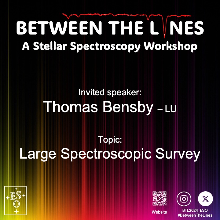 Thomas Bensby, Senior lecturer at Lund University (LU), Sweden, is our invited speaker about Large Spectroscopic Survey.

We are thrilled to have him share his expertise with us.

#BetweenTheLines