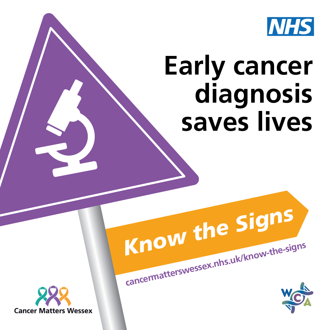 Early cancer diagnosis saves lives. Make sure you know the signs to look out for and speak to your GP practice if something doesn’t feel right.

cancermatterswessex.nhs.uk/know-the-signs