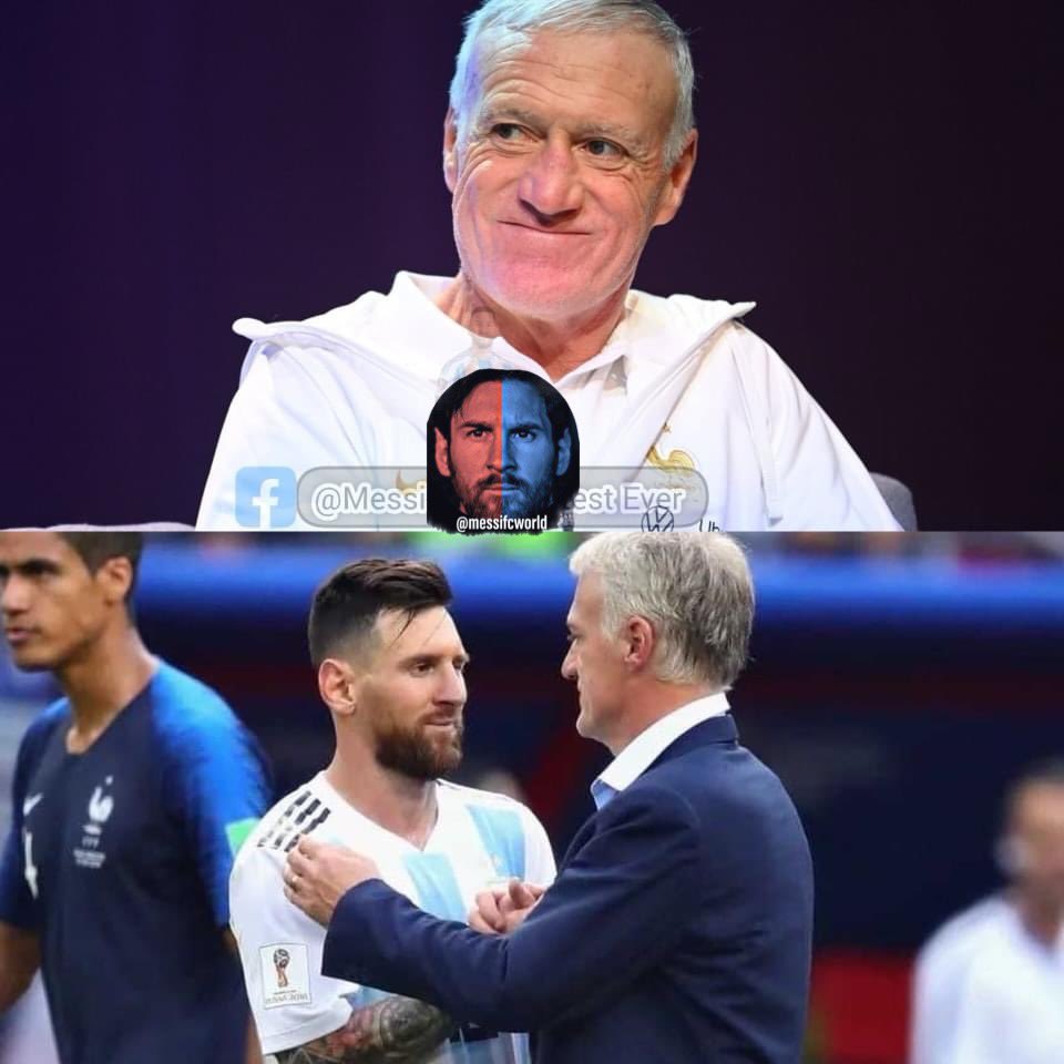 MessiFCWorld's tweet photo. Didier Deschamps 🗣️: " Messi is the most difficult player I have faced. He is a complete player. He can score, dribble, and give an assist, anywhere he plays. The most difficult thing is that you cannot predict what he will do. “

“If you try to stop him with two players, it is as if you are playing the match with nine players. I can be comfortable facing any team in the world, but facing Messi, Argentina will not make me sit on the chair. He is the best player in the history of football, and it is an honor for me to have faced him in my career .”🔥🐐👑