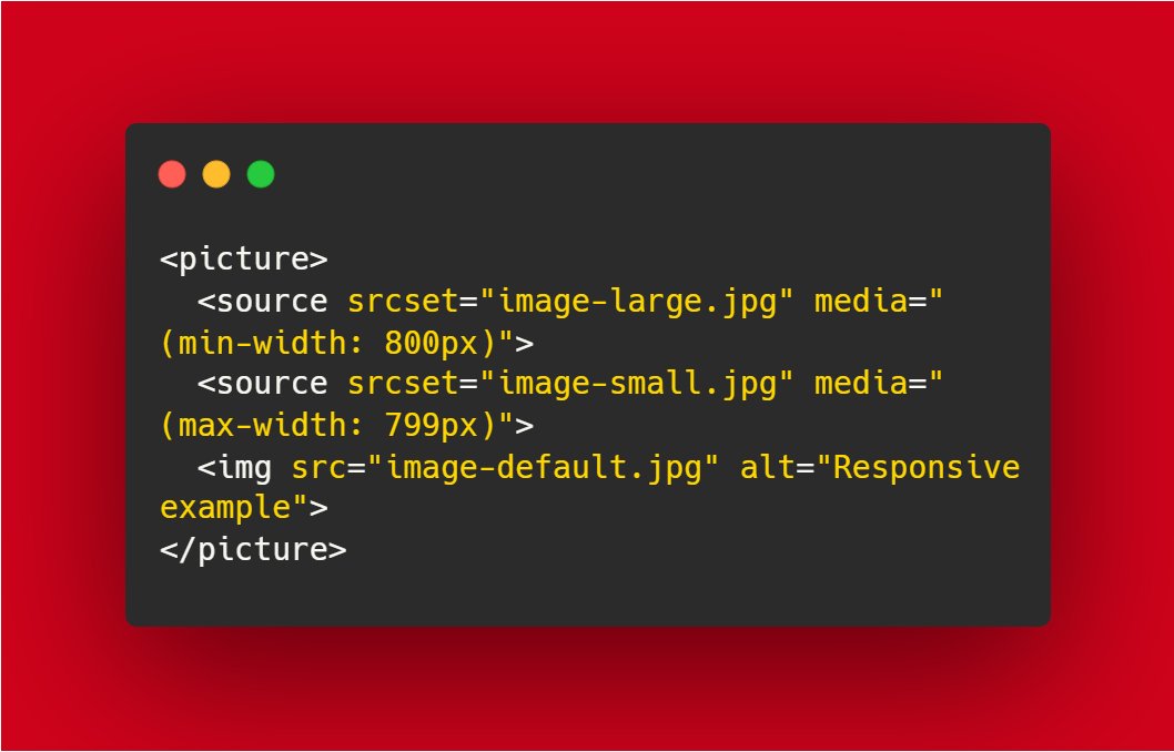 nrachabathuni's tweet photo. Utilize the <picture> element for responsive images! It allows you to serve different image sources based on screen size or device resolution, improving load time &amp; user experience.
#HTML5 #WebDev #CodingTips #Frontend #SEO #ResponsiveDesign #AdvancedHTML #WebDevelopment https://t.co/PFy15MNsBr