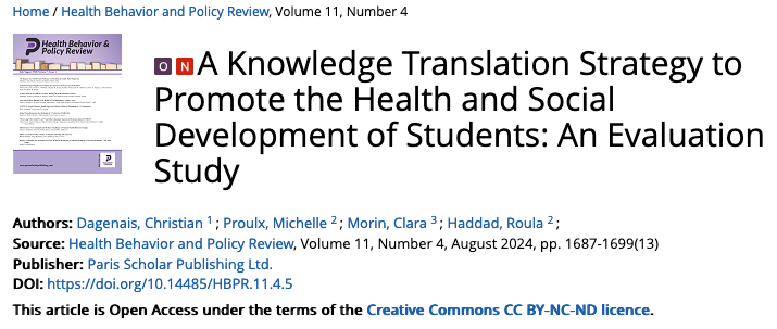 📚 Nouvel article : évaluation de la stratégie de transfert de connaissances mise en œuvre pour  améliorer le déploiement du référent en santé ÉKIP au Québec, dans le milieu éducatif et le réseau de la santé et des services sociaux.🌱

🔗 ingentaconnect.com/content/psp/hb…
