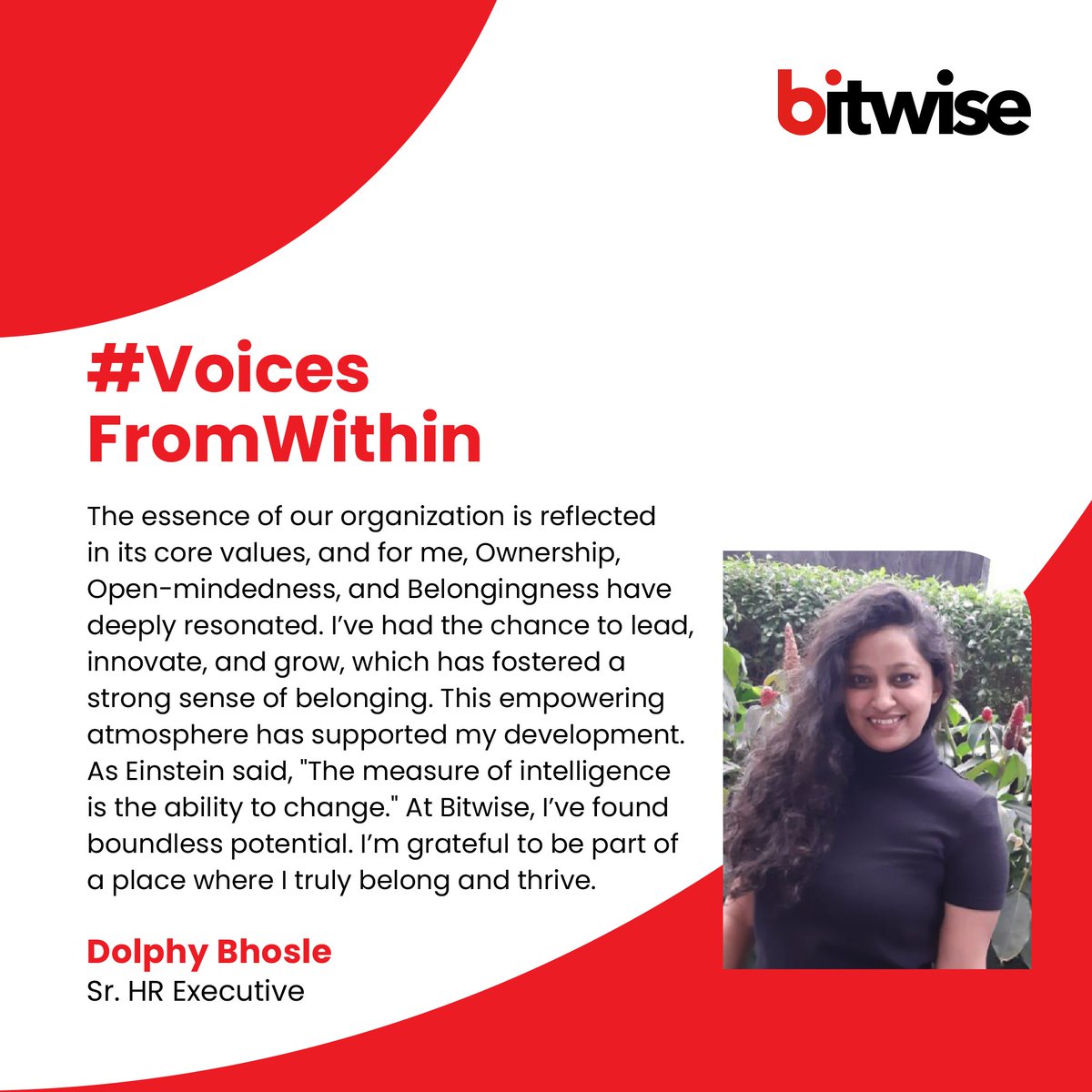 Bitwise_Updates's tweet image. Check out our latest edition of #VoicesFromWithin, where Dolphy Bhosle highlights the impact of supportive mentorship and a learning-driven culture in her remarkable growth journey.  Learn more about our values that drive

#LifeAtBitwise: shorturl.at/JeWQC