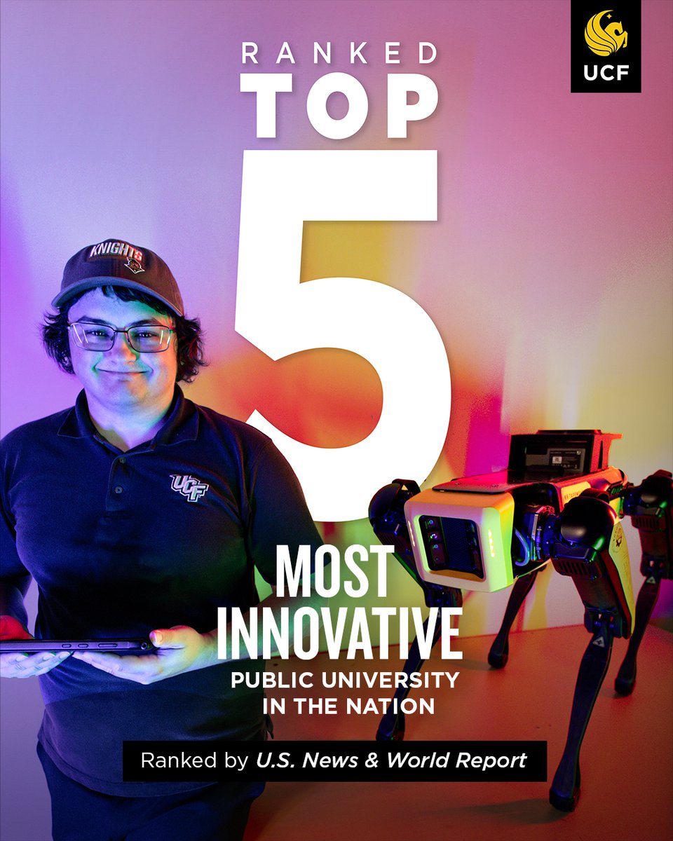 UCF (@ucf) on Twitter photo UCF is ranked by <a href="/usnews/">U.S. News & World Report</a> as one of the most innovative universities in the nation — and the most innovative in Florida for 7️⃣ years in a row! ⚔️
See some of the many ways we innovate through social mobility, student success and industry partnerships 👇 UCF is ranked by <a href="/usnews/">U.S. News & World Report</a> as one of the most innovative universities in the nation — and the most innovative in Florida for 7️⃣ years in a row! ⚔️
See some of the many ways we innovate through social mobility, student success and industry partnerships 👇
