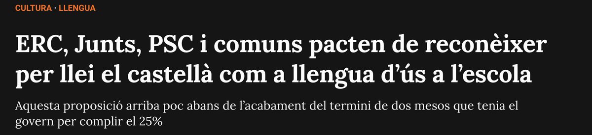 Maig 2022: els partits "independentistes" prefereixen pactar un acord amb PSC i Comuns per reconèixer el castellà dins les escoles en comptes de liderar un conflicte amb l'Estat que fes evident el que ara diu Europa. Aquí els únics que fan la feina són els (jutges) espanyols.