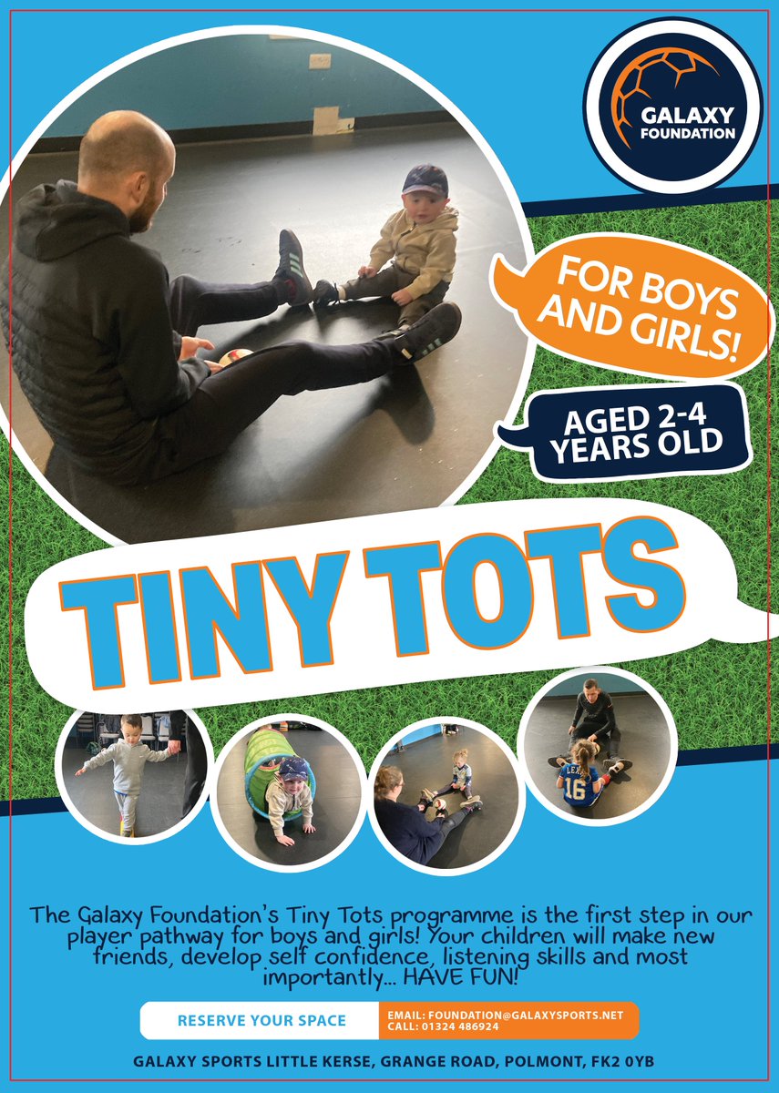 Tiny Tots 2-4 years FREE taster session
To book your FREE taster session email:
foundation@galaxysports.net
<a href="/MorayPS/">Moray Primary School</a> <a href="/BowhousePS/">Bowhouse PS</a> <a href="/BeancrossPS/">Beancross Primary</a> @beanxnursery @CamelonELCC @EasterCarmuirs <a href="/Carmuirsnursery/">Carmuirs ELC Class</a> <a href="/bant_nursery/">Bantaskin ELC Class</a> <a href="/Wpsnursery2/">Wallacestone PS ELC Class</a> <a href="/falkirkcouncil/">Falkirk Council</a>