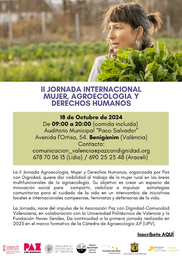 🌿👩‍🌾 II Jornada Internacional d'Agroecologia, Dona i Drets Humans

📅 18 d'octubre de 2024

📍 Auditori de Beniganim, València

🎟 Inscripció gratuïta (menjar i bus des de la UPV inclosos): docs.google.com/forms/d/e/1FAI…