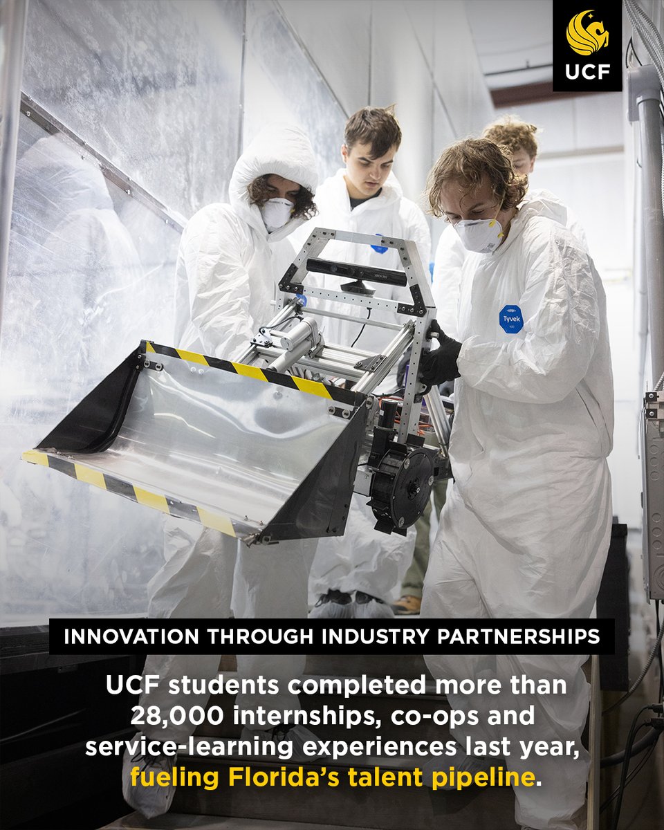 UCF (@ucf) on Twitter photo <a href="/usnews/">U.S. News & World Report</a> <a href="/LockheedMartin/">Lockheed Martin</a> <a href="/NASA/">NASA</a> <a href="/SiemensUSA/">Siemens USA</a> <a href="/DC2UCF/">DirectConnect to UCF</a> Innovation Through Industry Partnerships:
UCF students completed more than 28,000 internships, co-ops and service-learning experiences last year, fueling Florida’s talent pipeline. <a href="/usnews/">U.S. News & World Report</a> <a href="/LockheedMartin/">Lockheed Martin</a> <a href="/NASA/">NASA</a> <a href="/SiemensUSA/">Siemens USA</a> <a href="/DC2UCF/">DirectConnect to UCF</a> Innovation Through Industry Partnerships:
UCF students completed more than 28,000 internships, co-ops and service-learning experiences last year, fueling Florida’s talent pipeline.