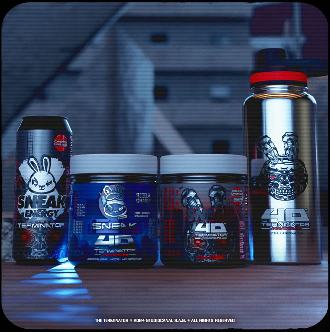 Presenting... SNEAK X THE TERMINATOR. Celebrating the 40th anniversary of the iconic, genre-defining classic with THREE new flavours sent back through time. 

Two classic tubs and our first ever limited edition can... plus the shiny Tank Shaker of your dreams. 
Drops 27th