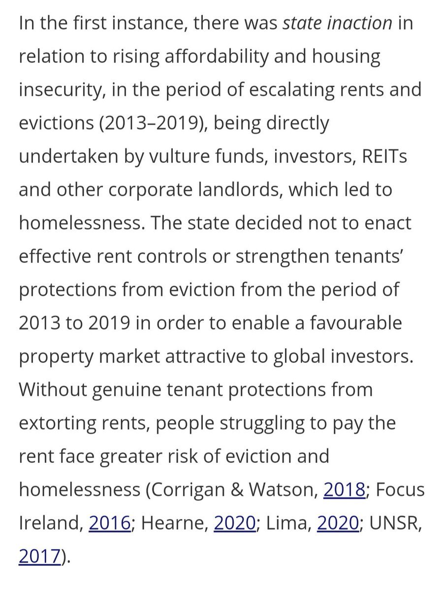 What Simon Harris wants you to forget:

The financialisation of housing (via real estate &amp; vulture funds) led directly to homelessness.

Our research, published in an academic journal showed it.

Housing policy made by Harris' Government caused homelessness 

Here it is:
