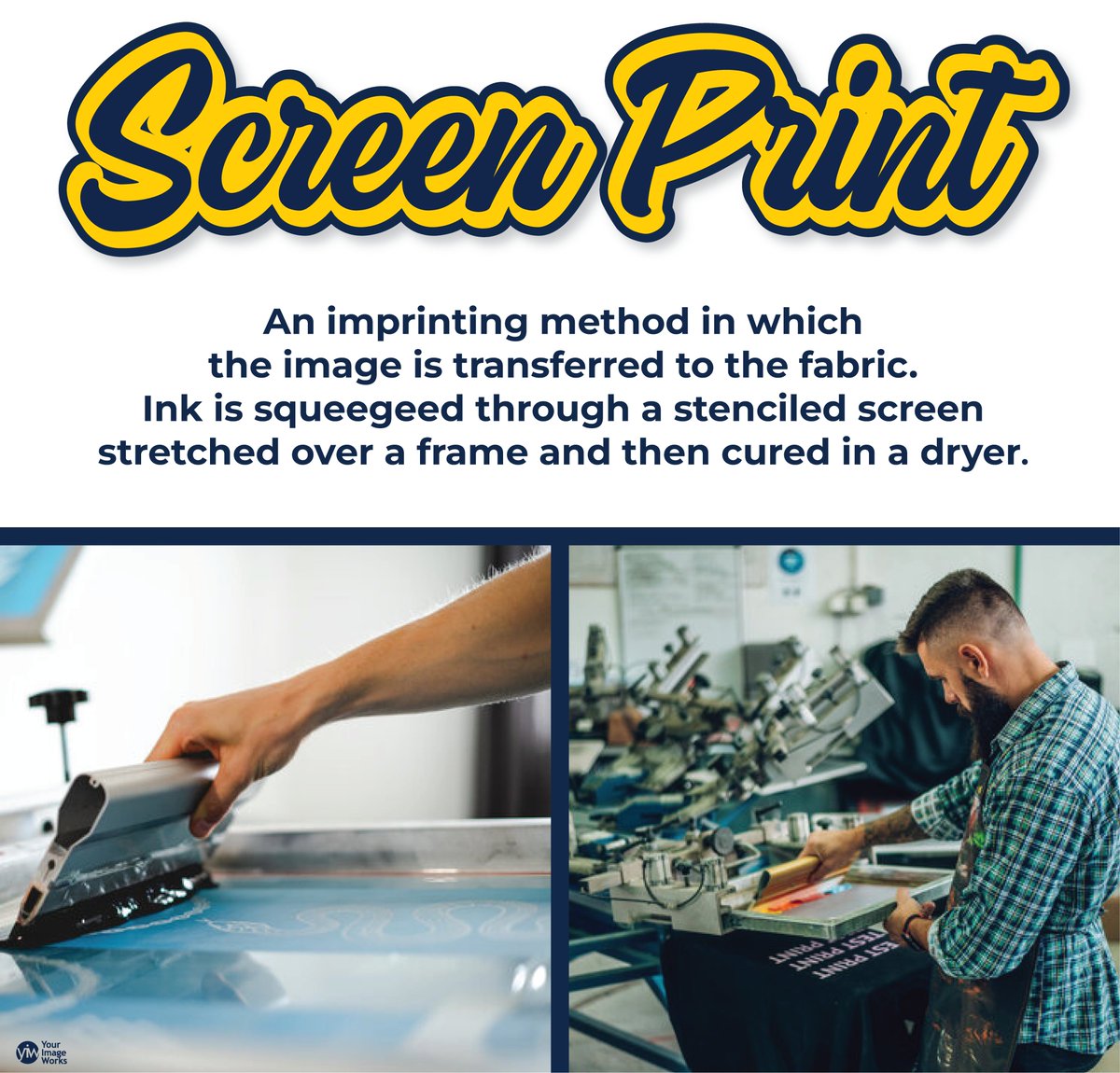 yourimageworks's tweet image. The next decoration method you could choose for your items is screen printing! The possibilities for screen printing are almost endless. Shirts, bags, aprons, headbands, pens, notebooks, tumblers, THE LIST GOES ON! It can be done in one color or multiple colors.