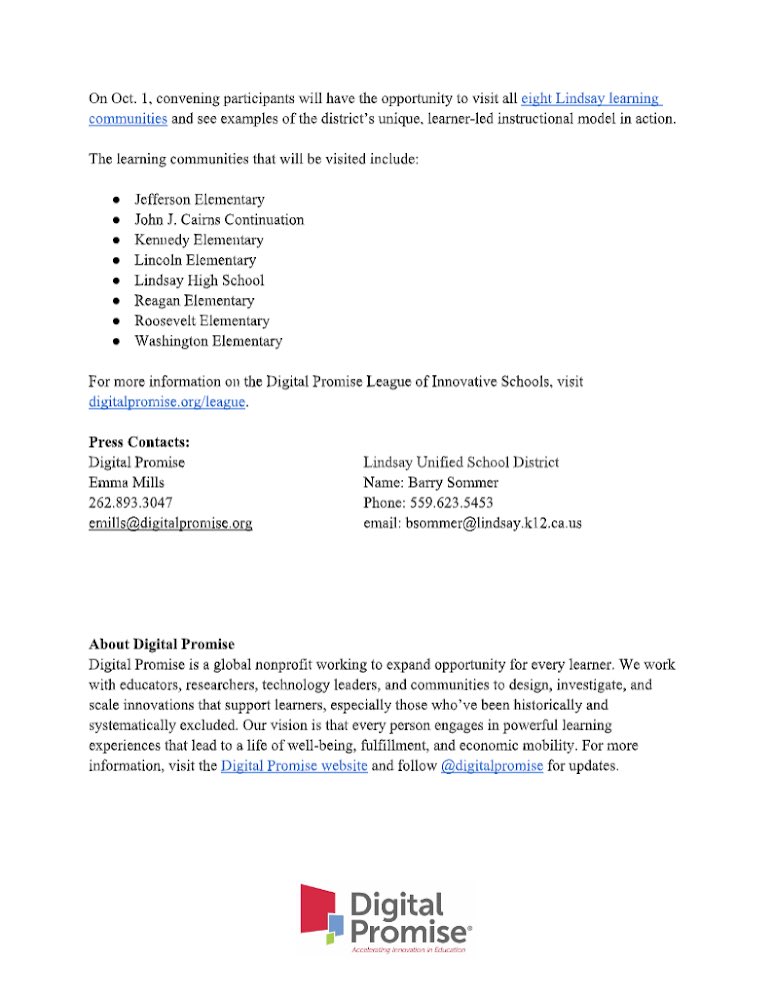 Next week, LUSD will be hosting the Digital Promise League of Innovative Schools! Read for more info!