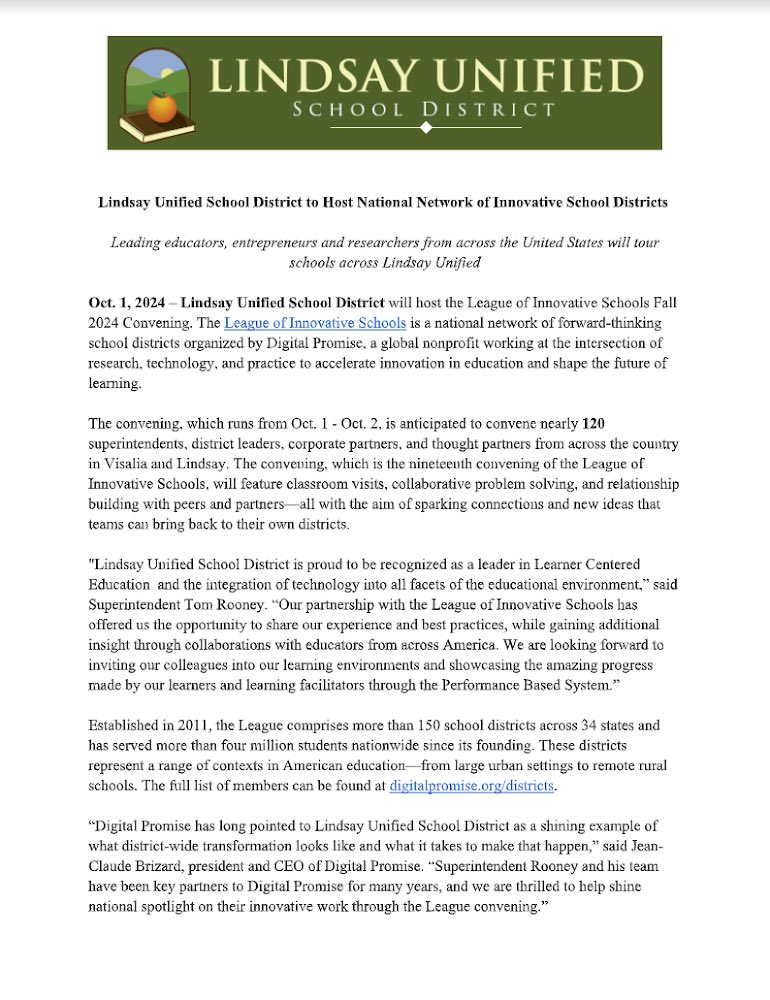 Lindsay Unified School District tweet media