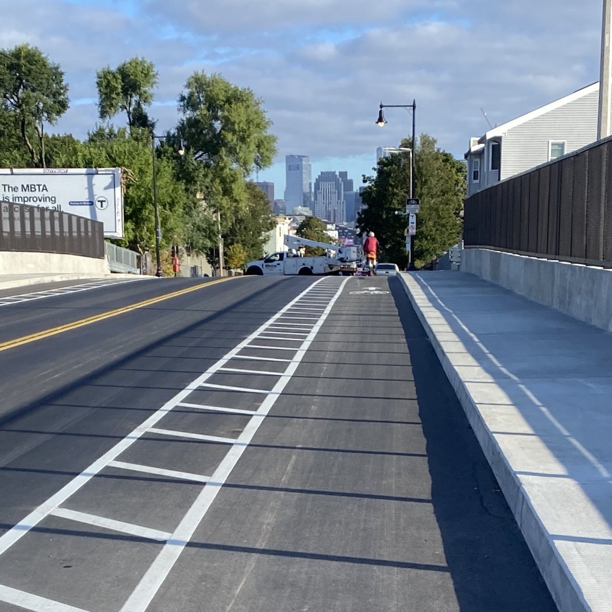 BikeMilton's tweet photo. Pssst… hey, did you know the Dot Ave bridge over the rail line is open and it has nice new bike lanes? https://t.co/sLwZMSFMu0