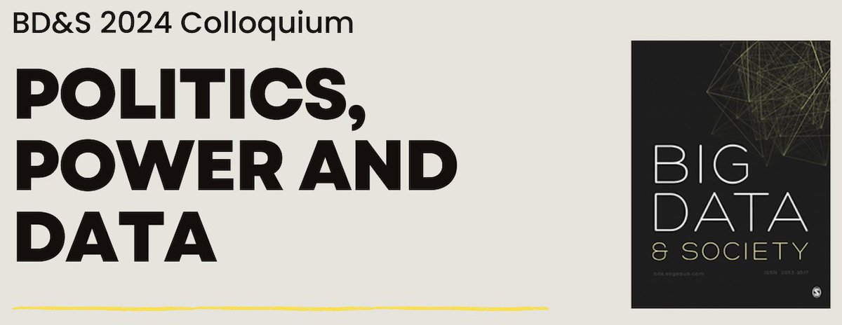 This year’s Big Data &amp; Society colloquium centers on the theme of "Politics, Power, and Data," exploring the complex intersections where data, algorithms, and socio-political forces converge. Mark your calendars! bigdatasoc.blogspot.com/2024/09/bd-202…