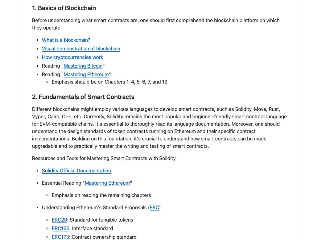 Here is a simple path to becoming a Web3 Security Researcher:

1. Basics of Blockchain
2. Fundamentals of Smart Contracts
3. Common Smart Contract Vulnerabilities
4. Niche Smart Contract Vulnerabilities

Link to a great roadmap:

github.com/slowmist/SlowM…
