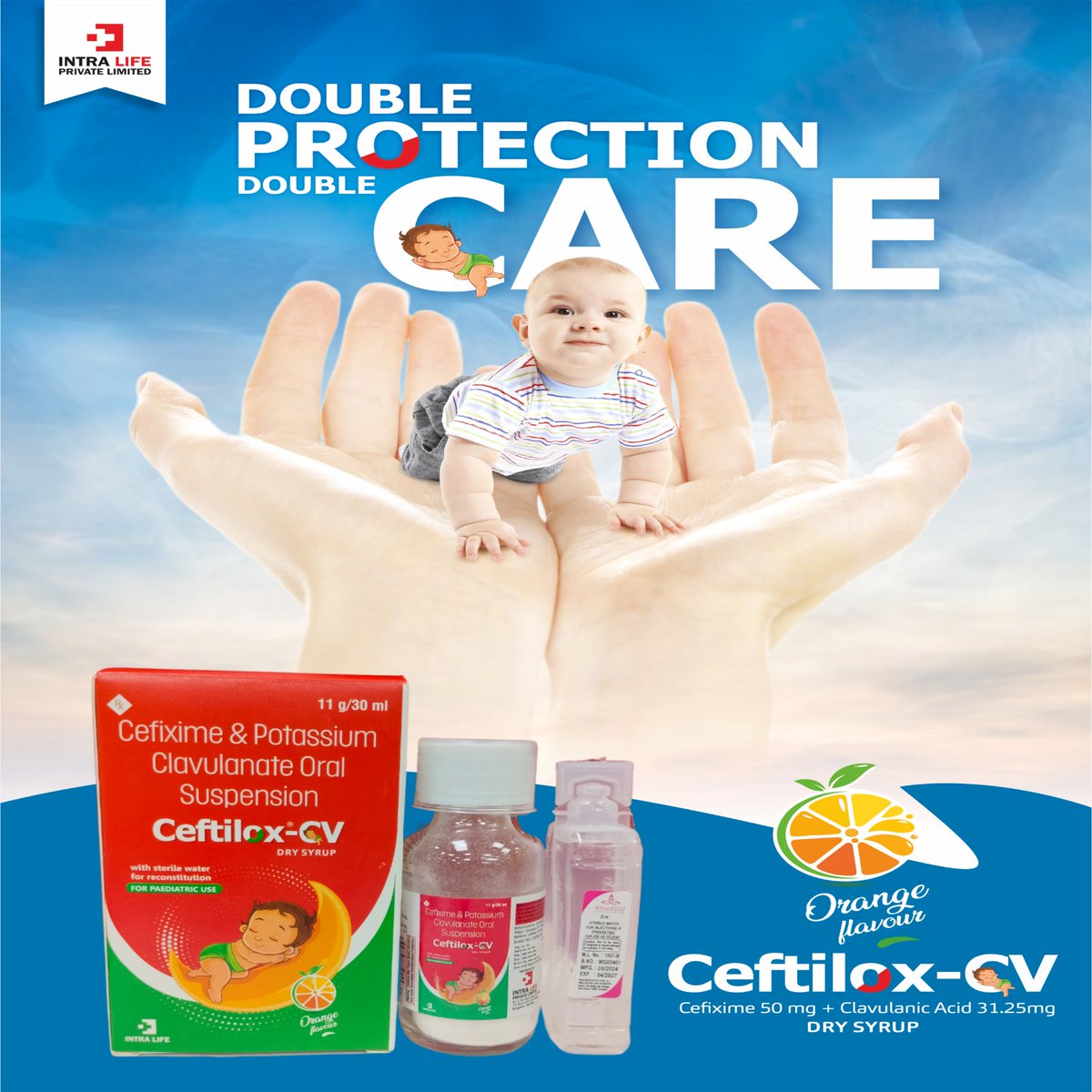 IntralifeI's tweet image. #DoubleProtection #DoubleCare #CeftilexCV #Cefixime #PotassiumClavulanate #DrySyrup #OrangeFlavour #FightInfections #KidsHealth #IntraLife #PediatricCare #HealthyKids #DoctorRecommended
