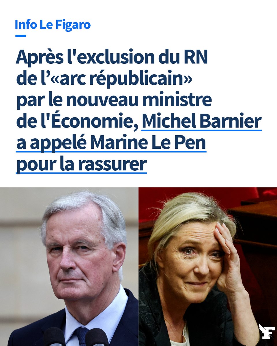 Le_Figaro's tweet photo. Alors qu'Antoine Armand a semblé écarter les élus RN des futures consultations qu’il va mener pour établir le budget 2025, le premier ministre a appelé la présidente du groupe RN à l'Assemblée pour lui affirmer que ses élus seraient bien reçus à Bercy.
→ https://t.co/9AekK9OhCC https://t.co/Y9RkGvwBS2