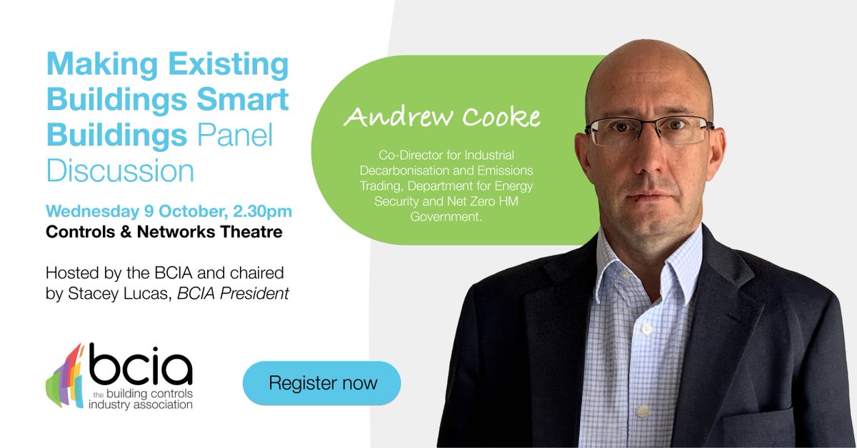 We are very pleased to announce our first panellist for the ‘Making Existing Buildings Smart Buildings' panel session at <a href="/smart_build/">Smart Buildings Magazine</a> Show 2024.

Andrew Cooke, Co-Director for Industrial Decarbonisation HM Government.

Find out more about the event here: smartbuildingsshow.com/sessions/d1-14…
