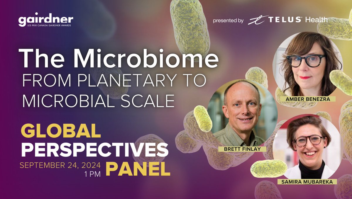 🤯Take a deep dive on the tiny #microbes living around us, and how they shape our health &amp; planet 🤯

Join us today *1PM EST* for the <a href="/GairdnerAwards/">Gairdner Foundation</a> Global Perspectives Panel Discussion on The #Microbiome: From Planetary🌎 to Microbial🦠 Scale!

Free: us06web.zoom.us/webinar/regist…