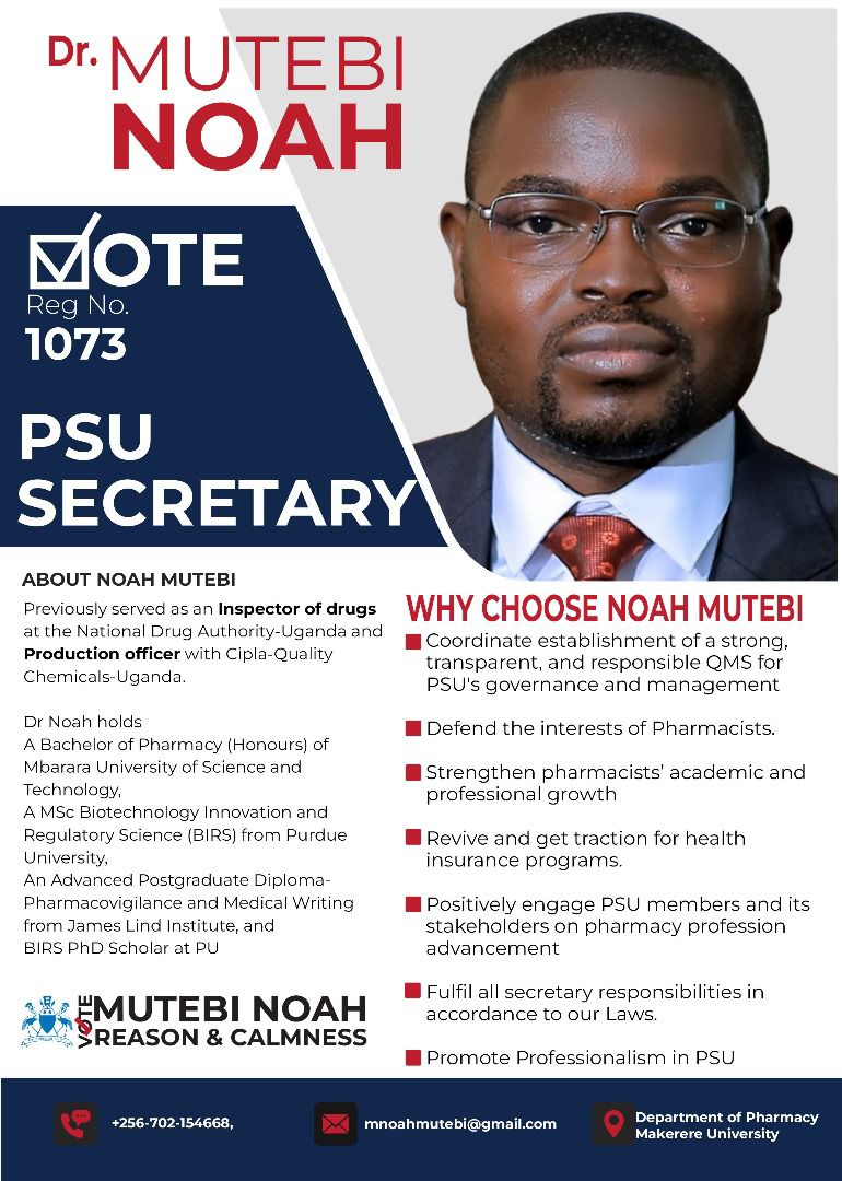 I am voting for Dr. Noah Mutebi for secretary.