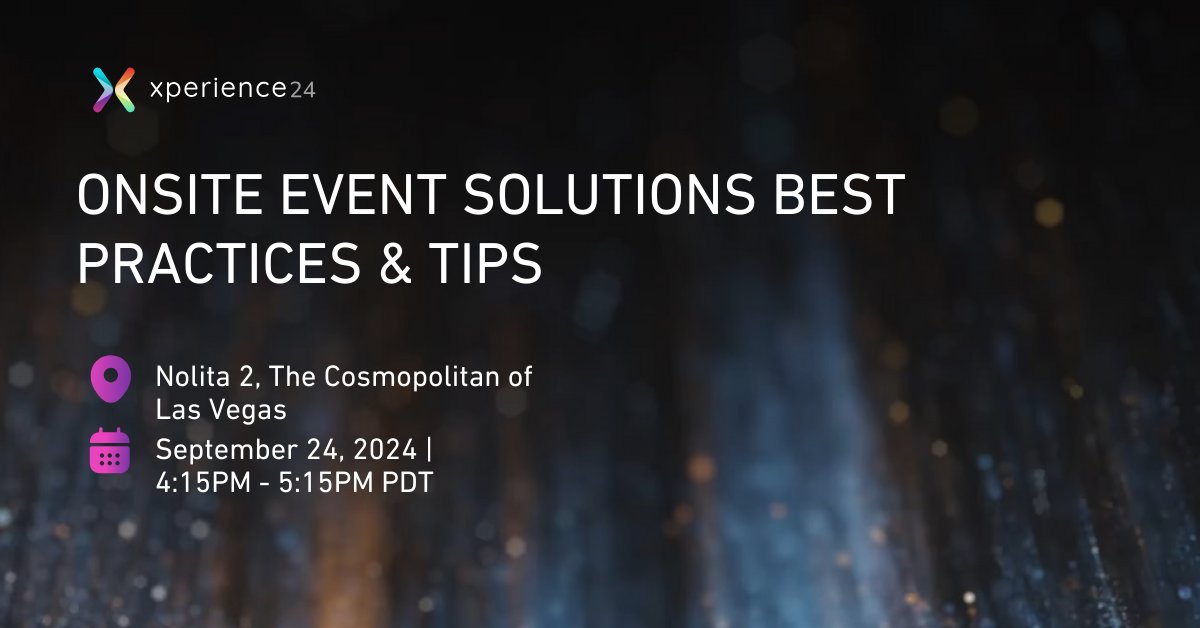 📝Join Kyle Arslanian at #Xperience 2024 for an essential session on optimizing your event’s onsite operations. Dive into the latest advancements in onsite badging, session tracking, and lead retrieval technologies. 

Don't miss out! 🚀

#eventprofs
