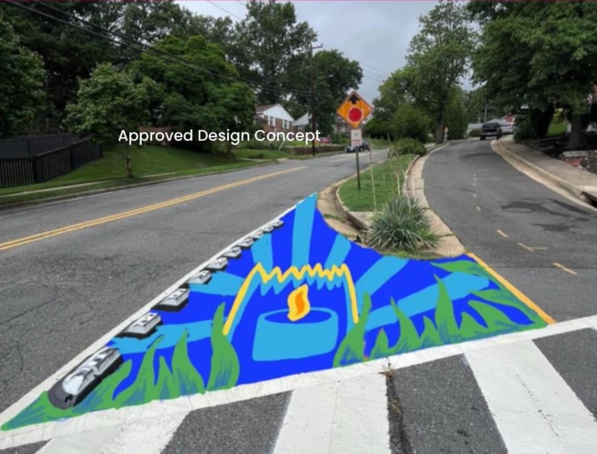 WarwickCitizens's tweet photo. CAUTION: ART AHEAD! Thanks to the community members that provided feedback for the #VisionZero Public Art Project in Warwick Village. The design concept has been approved by the Alexandria Commission for the Arts. Learn more at: https://t.co/AFgXZdMIh4

#delrayva #alexandriava https://t.co/pdQSbeUbuz