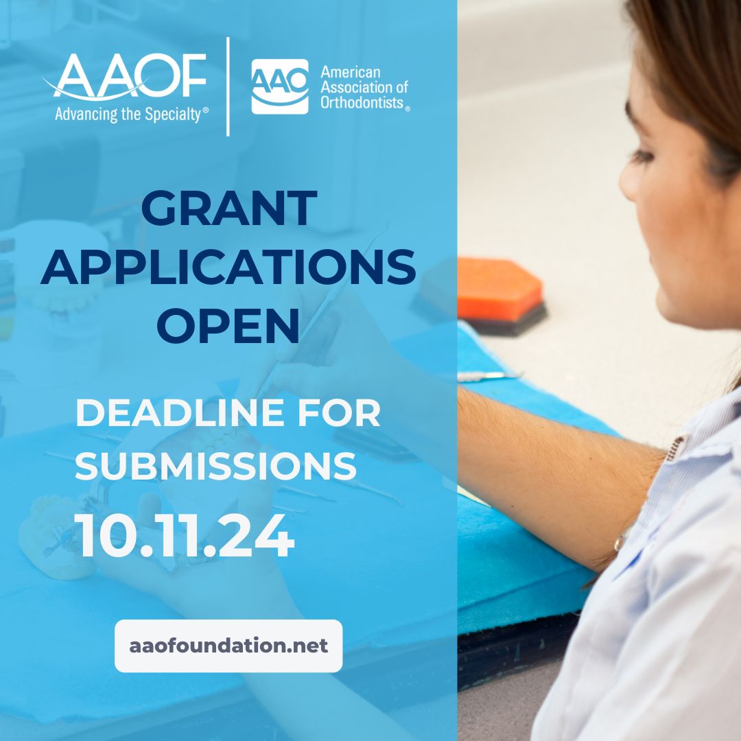 AAO Foundation is now accepting applications for the 2025 Grant Awards. Deadline for submissions is Friday, October 11, 2024 by 5pm CT. All applications must be submitted online, no paper applications accepted. #AAOFAwards #AAOFOrthoResearch #AAOF #AAO